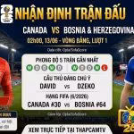 Nhận định phong độ và chỉ số trận đấu Canada vs Bosnia & Herzegovina tại vòng bảng World Cup 2026 trên nền tảng ThapcamTV.